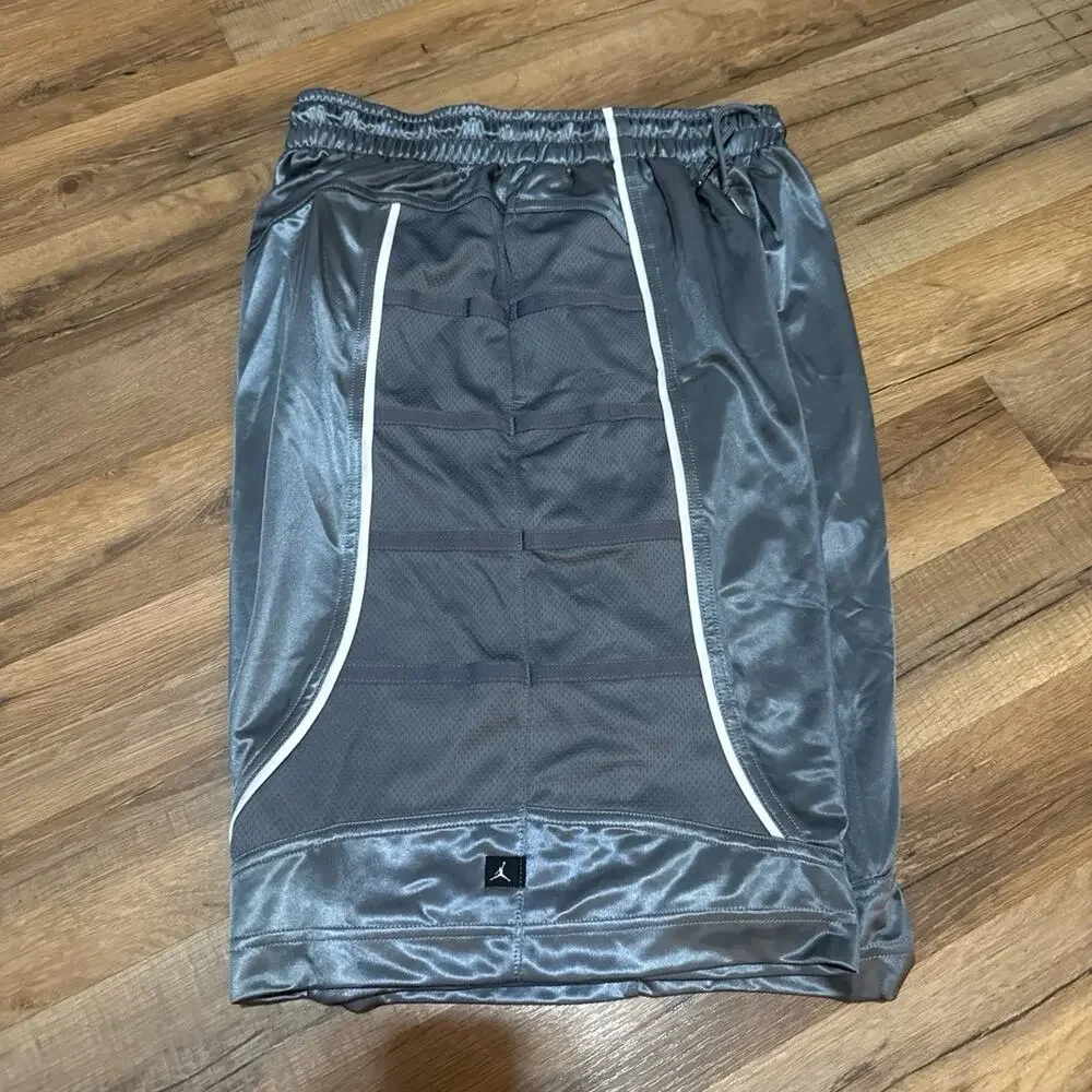 2010 Jordan Dri-Fit Grey White Silky Dazzle Shiny Basketball 395417-065 Shorts